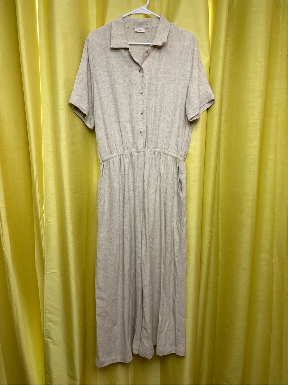 Neutral Collared Short Sleeve cropped Romper